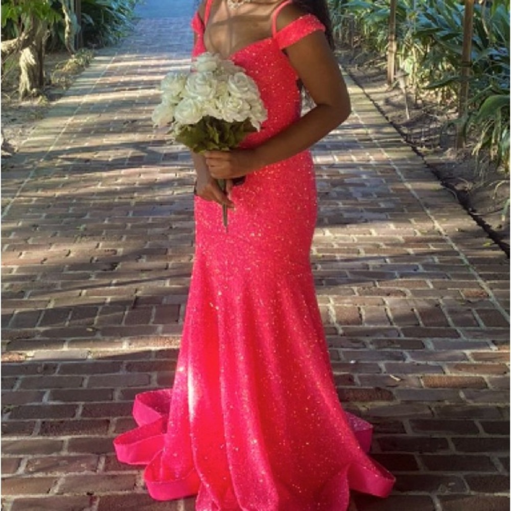 Off-The-Shoulder Sequin Lace-Up Back Long Dress